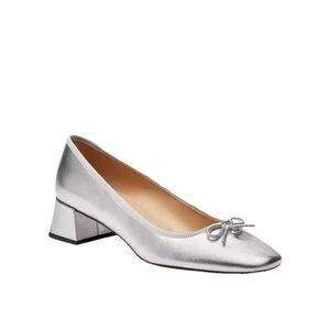 Coach Ava Ballet Pump Women's Silver Block Heel Shoes Size 8.5